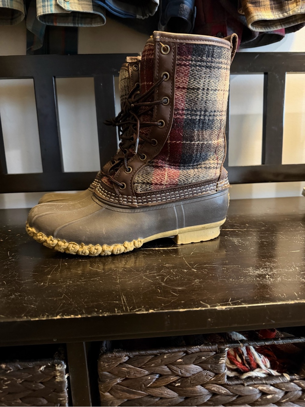 L.L. Bean Women's Plaid Brown Duck Boots